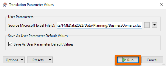 Confirming Translation Parameter Values